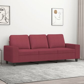 Driezitsbank 180 cm stof wijnrood 1