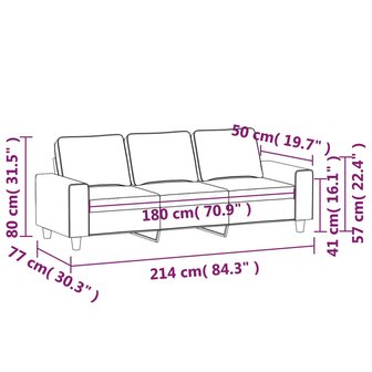 Driezitsbank 180 cm stof wijnrood 8
