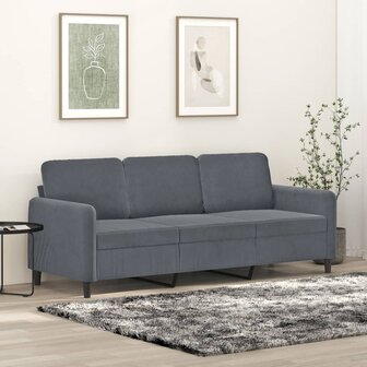 Driezitsbank 180 cm fluweel donkergrijs 1