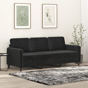 Driezitsbank 180 cm fluweel zwart 1