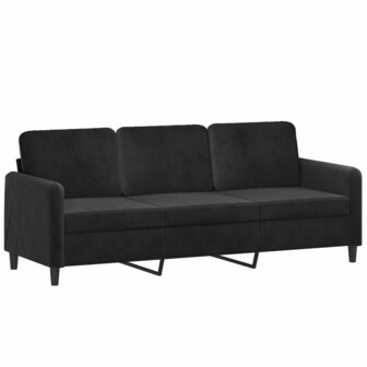 Driezitsbank 180 cm fluweel zwart 2