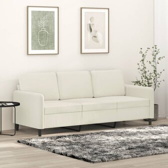 Driezitsbank 180 cm fluweel cr&egrave;mekleurig 1
