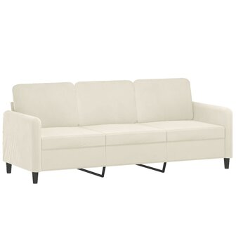Driezitsbank 180 cm fluweel cr&egrave;mekleurig 2