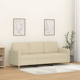 Driezitsbank 180 cm stof cr&egrave;mekleurig 1