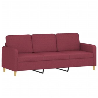 Driezitsbank 180 cm stof wijnrood 2