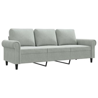 Driezitsbank 180 cm fluweel lichtgrijs 2