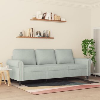 Driezitsbank 180 cm fluweel lichtgrijs 3