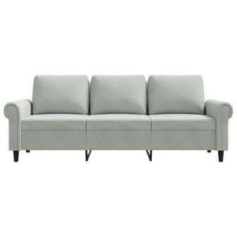 Driezitsbank 180 cm fluweel lichtgrijs 4
