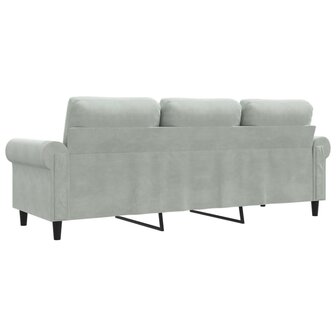 Driezitsbank 180 cm fluweel lichtgrijs 6