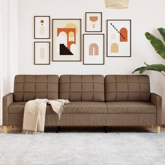 Driezitsbank 210 cm stof bruin 1