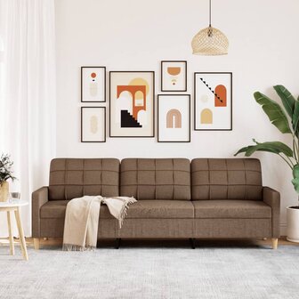 Driezitsbank 210 cm stof bruin 3