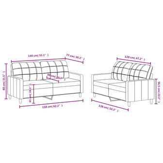 2-delige Loungeset met kussens stof taupe 6