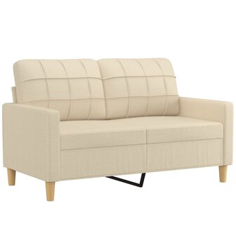 2-delige Loungeset met kussens stof cr&egrave;mekleurig 3