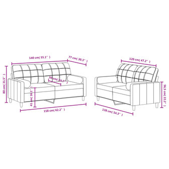 2-delige Loungeset met kussens stof cr&egrave;mekleurig 8