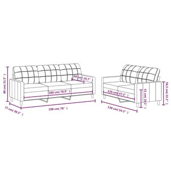 2-delige Loungeset met kussens stof cr&egrave;mekleurig 6