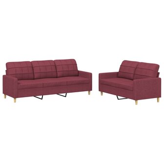 2-delige Loungeset met kussens stof wijnrood 2