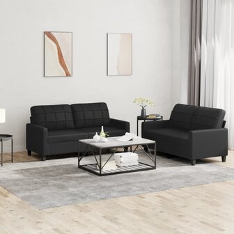 2-delige Loungeset met kussens kunstleer zwart 1