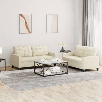 2-delige Loungeset met kussens kunstleer cr&egrave;me 1