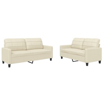 2-delige Loungeset met kussens kunstleer cr&egrave;me 2