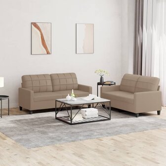 2-delige Loungeset met kussens kunstleer cappuccino 1
