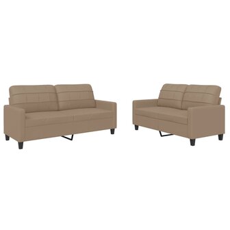 2-delige Loungeset met kussens kunstleer cappuccino 2