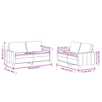 2-delige Loungeset met kussens kunstleer zwart 7