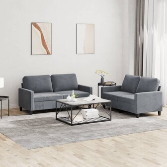 2-delige Loungeset met kussens fluweel donkergrijs 1