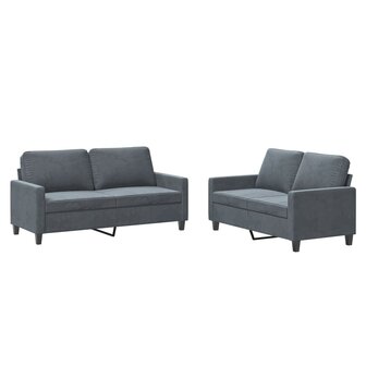 2-delige Loungeset met kussens fluweel donkergrijs 2