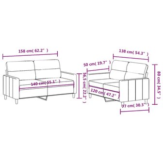 2-delige loungeset met kussens stof zwart 6