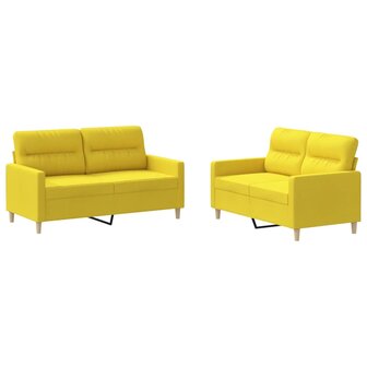 2-delige Loungeset met kussens stof lichtgeel 2