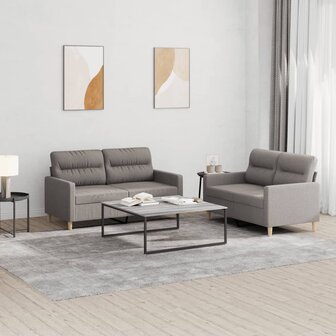 2-delige Loungeset met kussens stof taupe 1