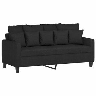 2-delige loungeset met kussens stof zwart 4