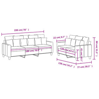 2-delige Loungeset met kussens stof lichtgeel 7