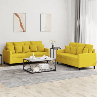 2-delige Loungeset met kussens fluweel geel 1
