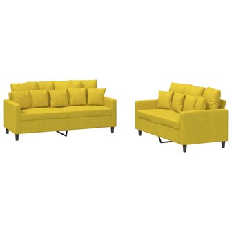 2-delige Loungeset met kussens fluweel geel 2
