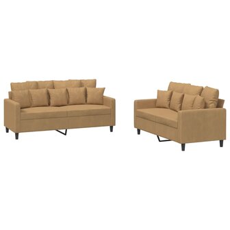 2-delige Loungeset met kussens fluweel bruin 2