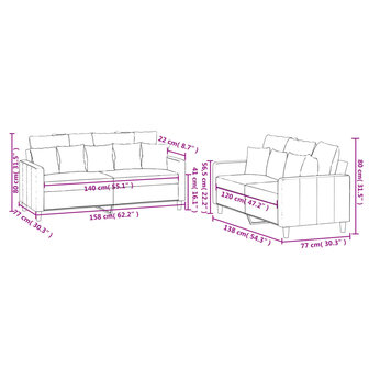2-delige Loungeset met kussens fluweel bruin 7