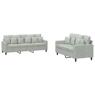 2-delige Loungeset met kussens fluweel lichtgrijs 2