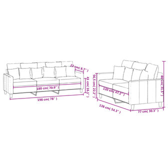 2-delige Loungeset met kussens fluweel lichtgrijs 7