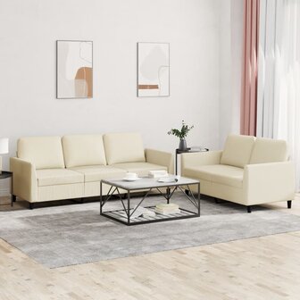 2-delige Loungeset met kussens kunstleer cr&egrave;me 1