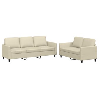 2-delige Loungeset met kussens kunstleer cr&egrave;me 2
