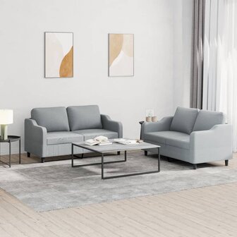 2-delige Loungeset met kussens stof lichtgrijs 1