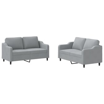 2-delige Loungeset met kussens stof lichtgrijs 2