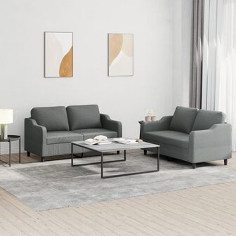 2-delige Loungeset met kussens stof donkergrijs 1