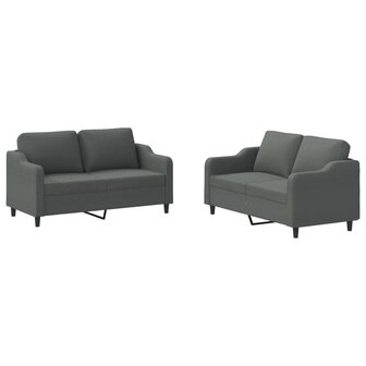 2-delige Loungeset met kussens stof donkergrijs 2