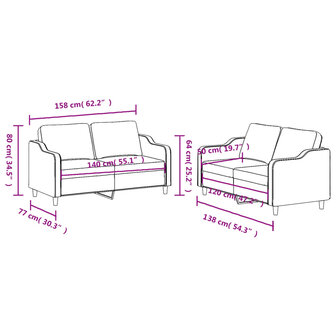 2-delige Loungeset met kussens stof donkergrijs 6