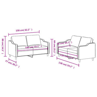 2-delige Loungeset met kussens stof lichtgeel 6