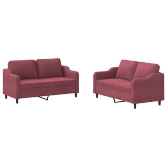 2-delige Loungeset met kussens stof wijnrood 2