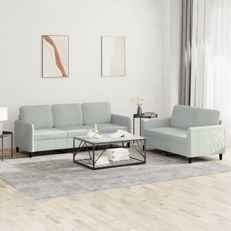 2-delige Loungeset fluweel lichtgrijs 1