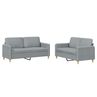 2-delige Loungeset met kussens stof lichtgrijs 2